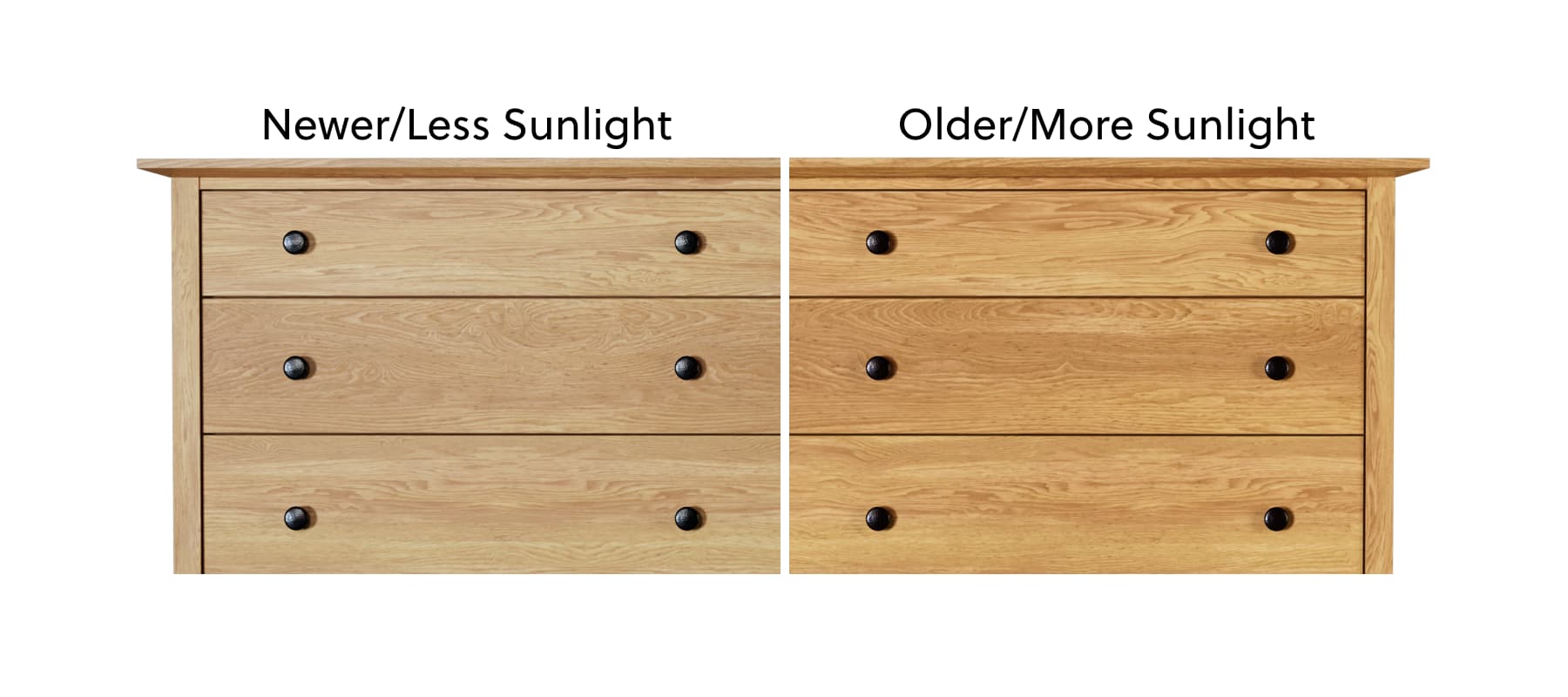 White Oak Solid Hardwood - Age and Light Exposure
